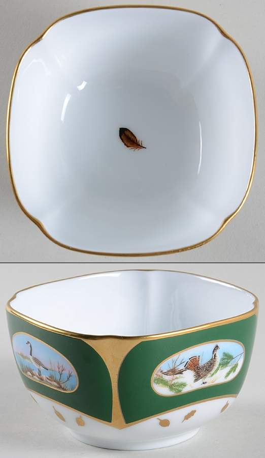 Winter Game Birds Green Fruit/Dessert (Sauce) Bowl by Lynn Chase-1