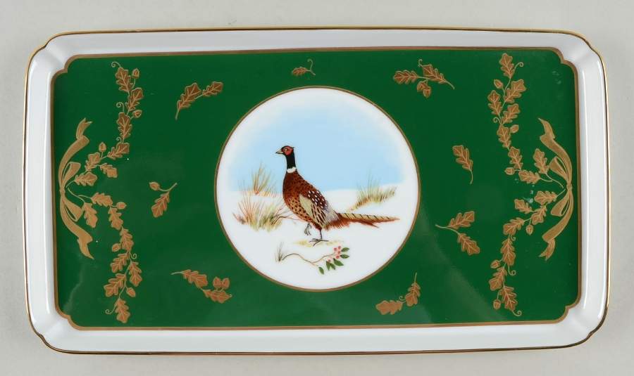 Winter Game Birds Green Large Sandwich Tray by Lynn Chase-1