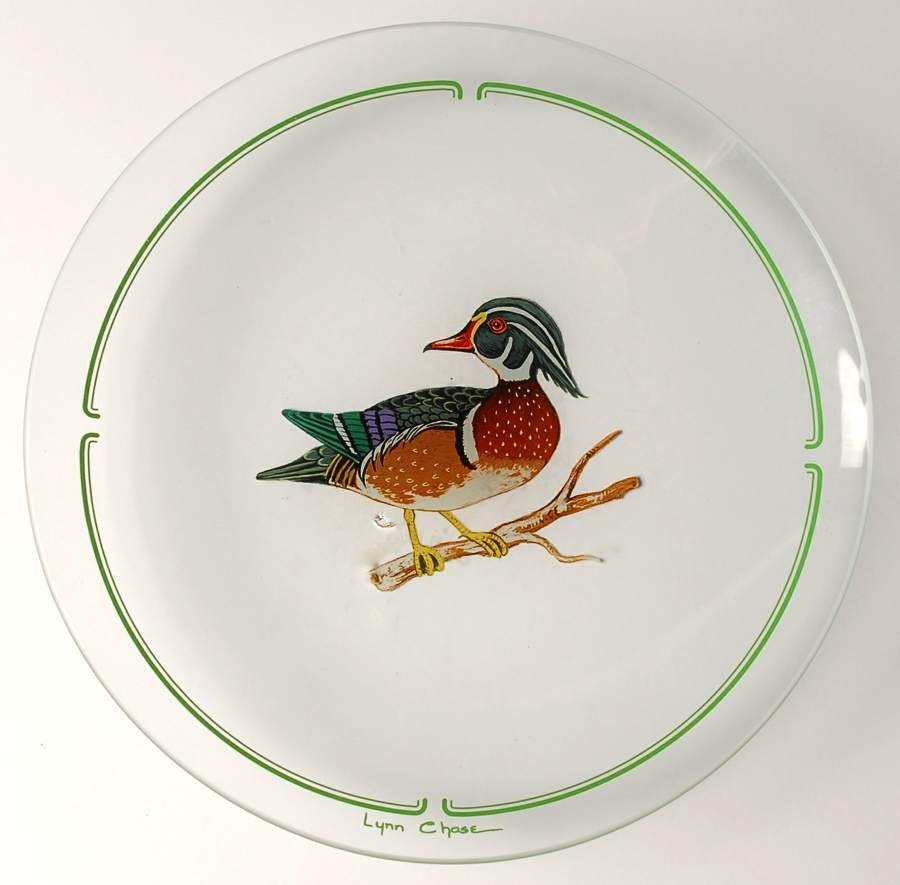 Winter Game Birds Green Glassware Dessert Plate by Lynn Chase-1