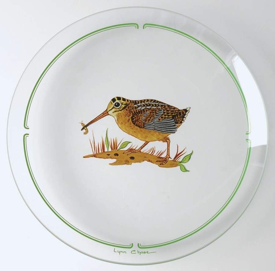 Winter Game Birds Green Glassware Dessert Plate by Lynn Chase-1