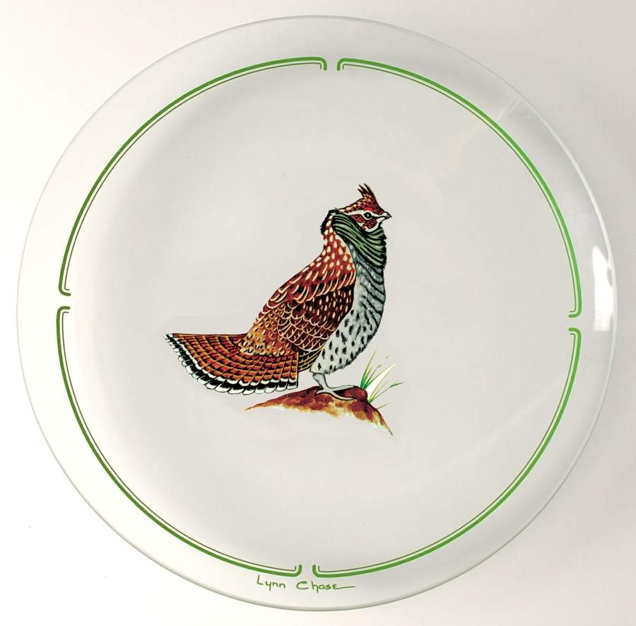 Winter Game Birds Green Glassware Dessert Plate by Lynn Chase-1