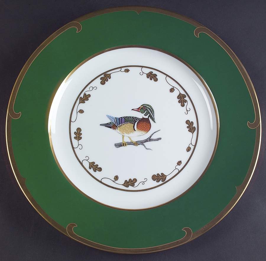 Winter Game Birds Green Service Plate (Charger) by Lynn Chase-1