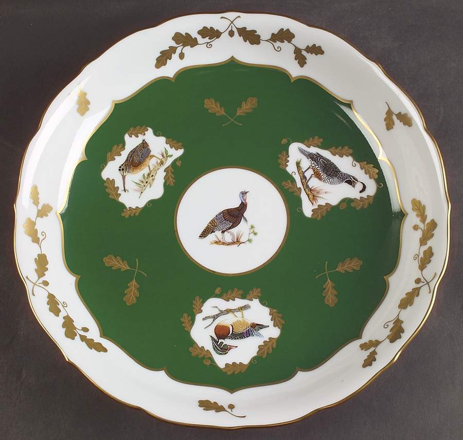 Winter Game Birds Green Coupe Server (Round Platter) by Lynn Chase-1
