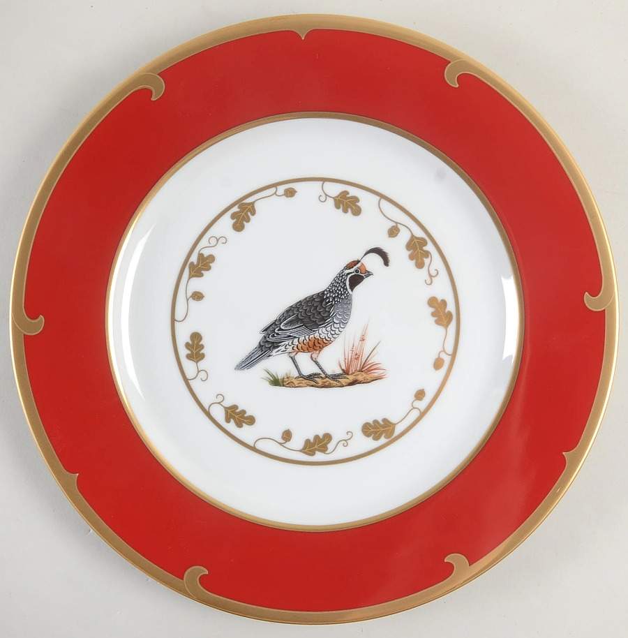 Winter Game Birds Red Accent Service Plate (Charger) by Lynn Chase-1