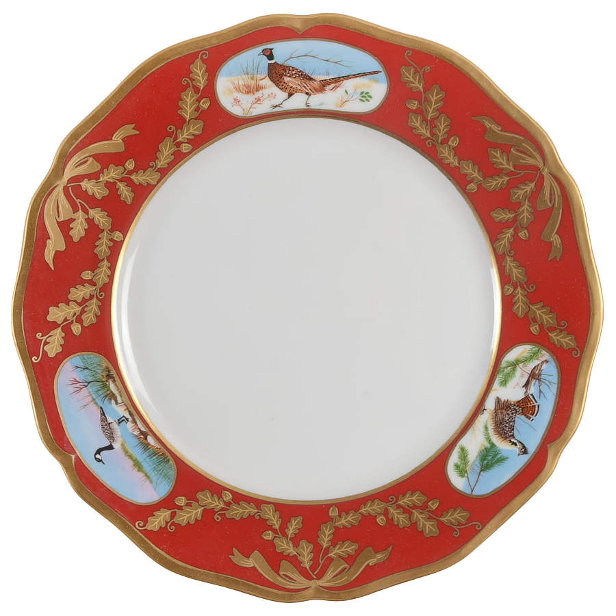Winter Game Birds Red Dinner Plate by Lynn Chase-1