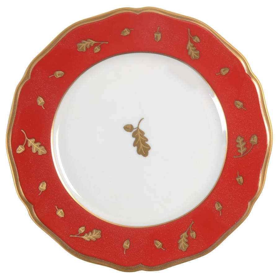 Winter Game Birds Red Bread & Butter Plate by Lynn Chase-1