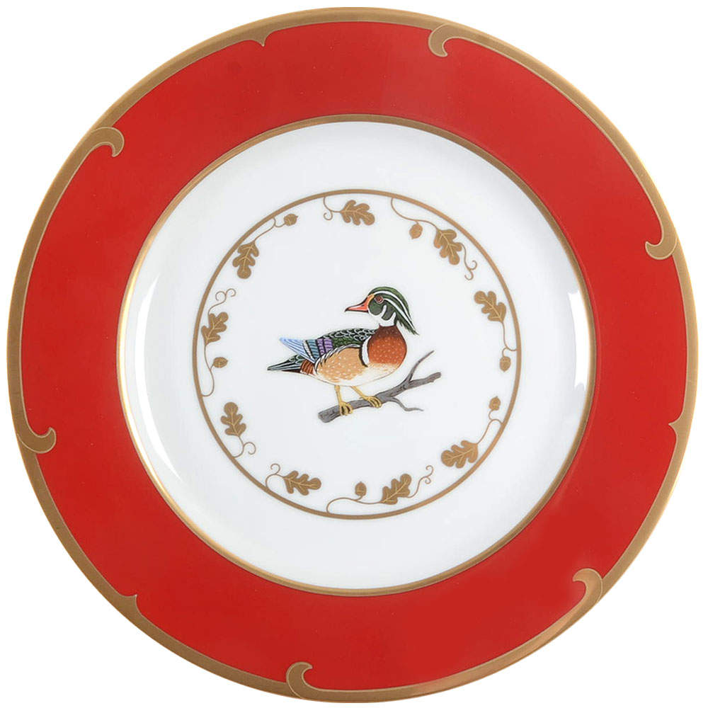 Winter Game Birds Red Accent Service Plate (Charger) by Lynn Chase-1