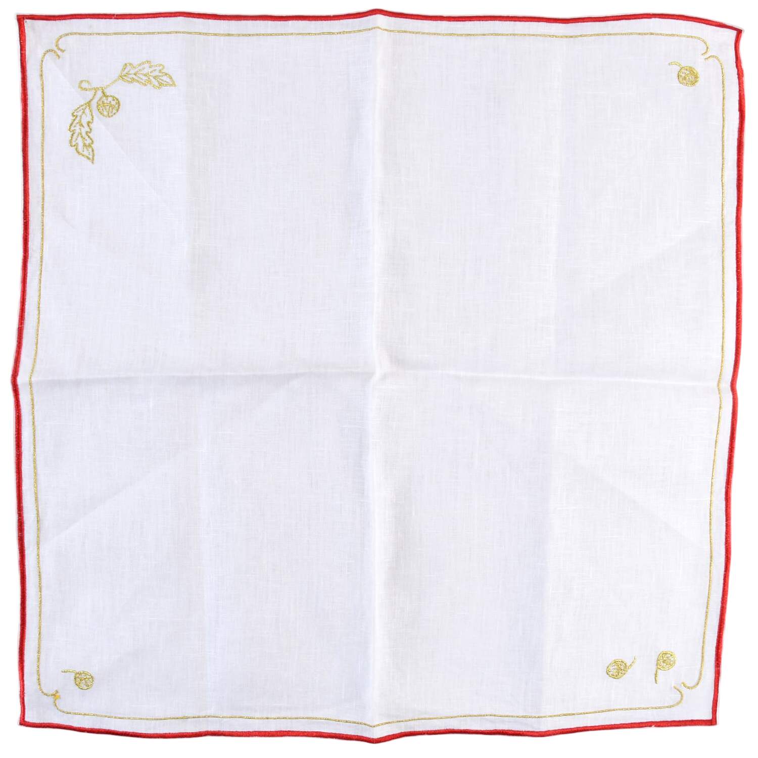 Winter Game Birds Red Linen Napkin by Lynn Chase-1