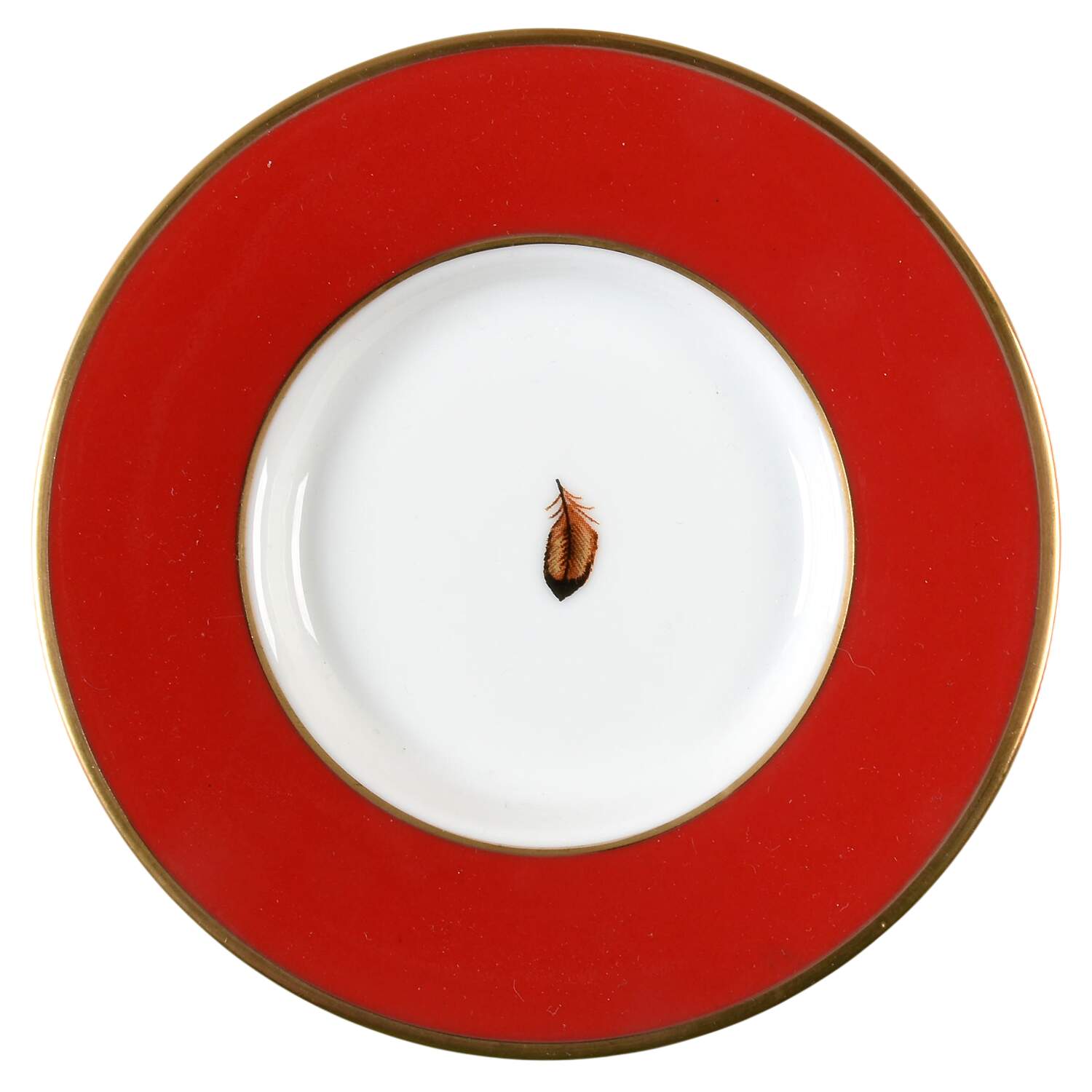 Winter Game Birds Red Saucer for Demitasse Cup by Lynn Chase-1