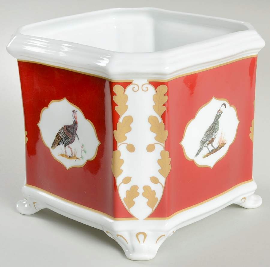 Winter Game Birds Red Medium Cachepot by Lynn Chase-1