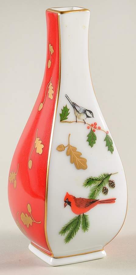 Winter Game Birds Red 6" Bud Vase by Lynn Chase-1