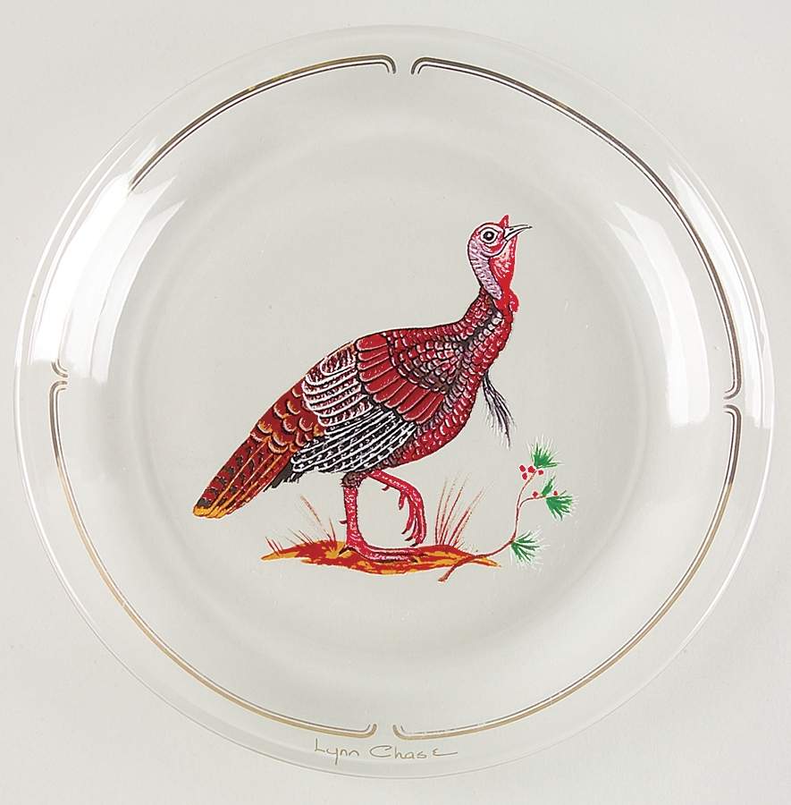 Winter Game Birds Red Glassware Canape Plate by Lynn Chase-1