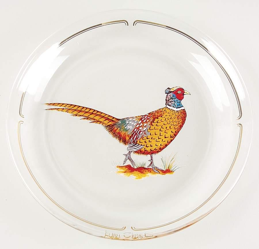 Winter Game Birds Red Glassware Canape Plate by Lynn Chase-1