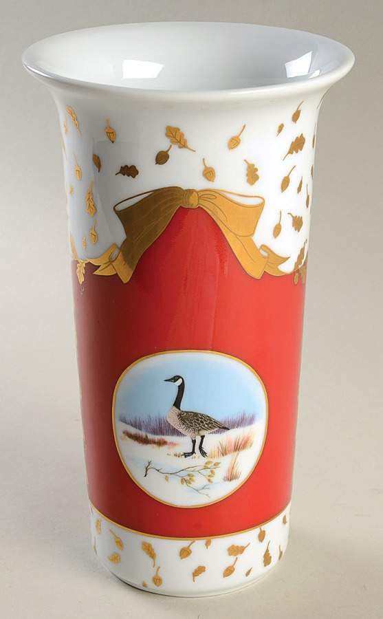 Winter Game Birds Red 9" Vase by Lynn Chase-1