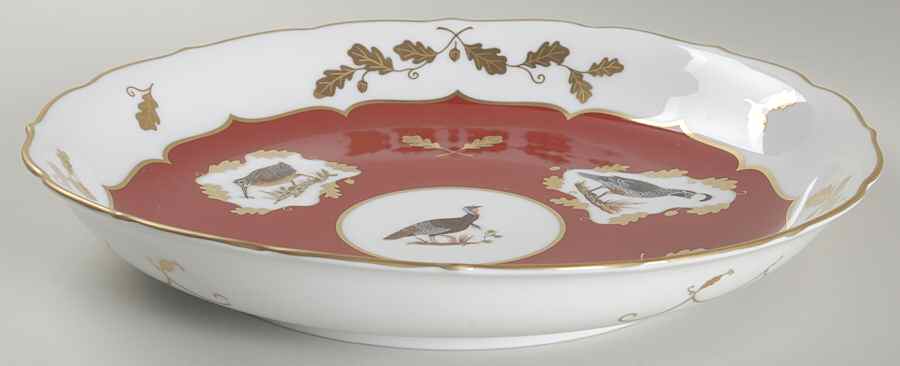 Winter Game Birds Red Coupe Server (Round Platter) by Lynn Chase-1