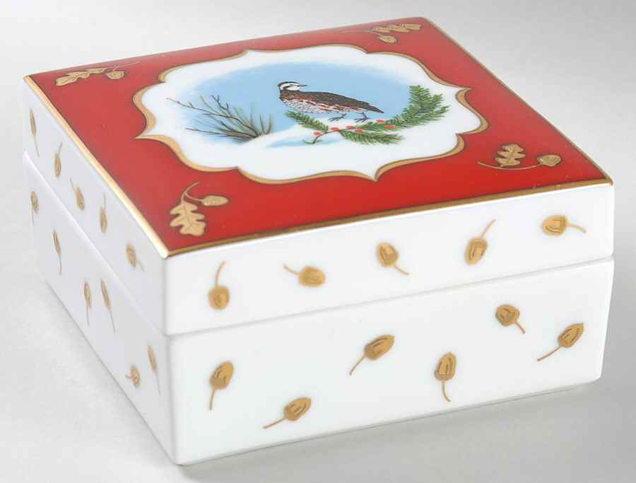 Winter Game Birds Red Cigarette Box & Lid by Lynn Chase-1