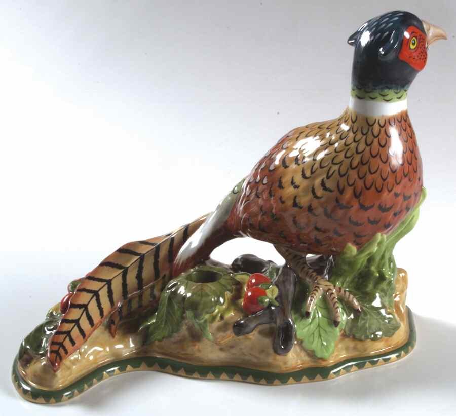 Winter Game Birds Red Figural Candlestick by Lynn Chase-1
