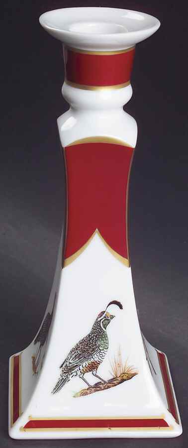 Winter Game Birds Red 8" Tall Candlestick by Lynn Chase-1