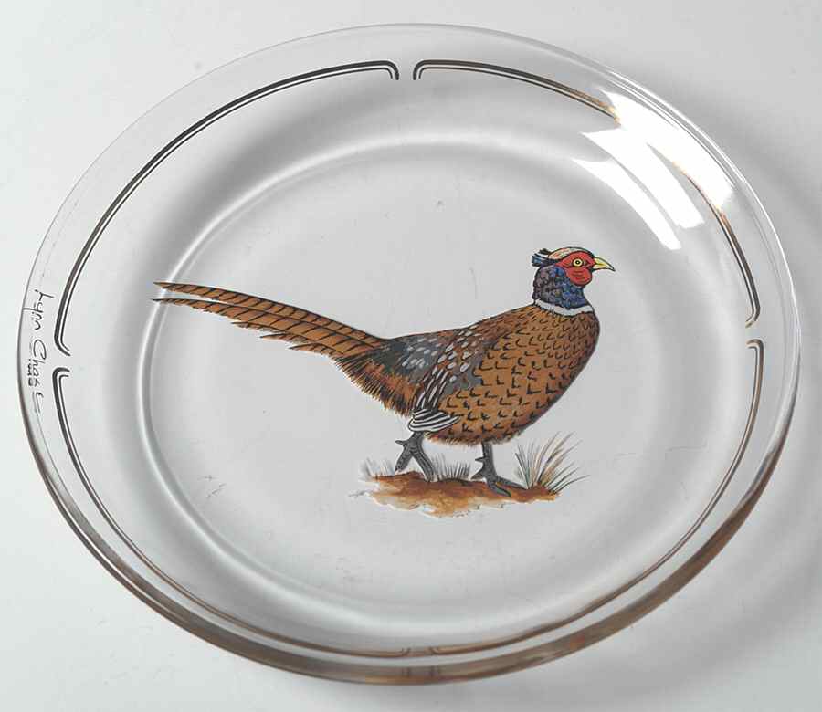 Winter Game Birds Red Glassware Dessert Plate by Lynn Chase-1