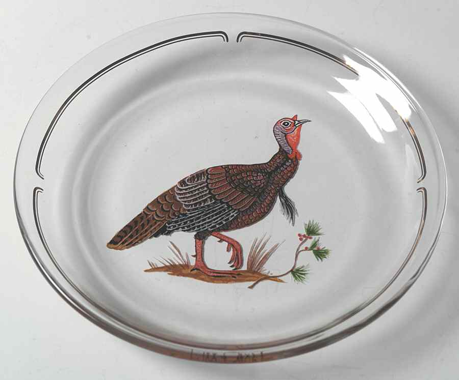 Winter Game Birds Red Glassware Dessert Plate by Lynn Chase-1