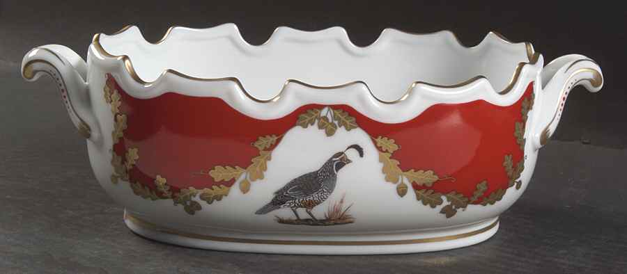 Winter Game Birds Red Monteith Bowl by Lynn Chase-1