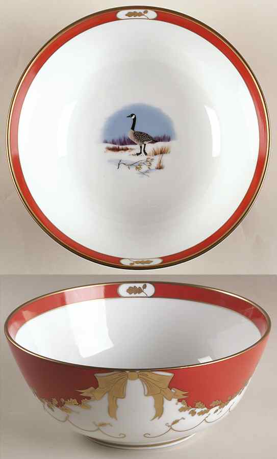 Winter Game Birds Red 10" Large Salad Serving Bowl by Lynn Chase-1