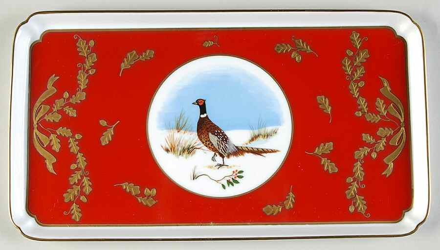 Winter Game Birds Red Large Sandwich Tray by Lynn Chase-1