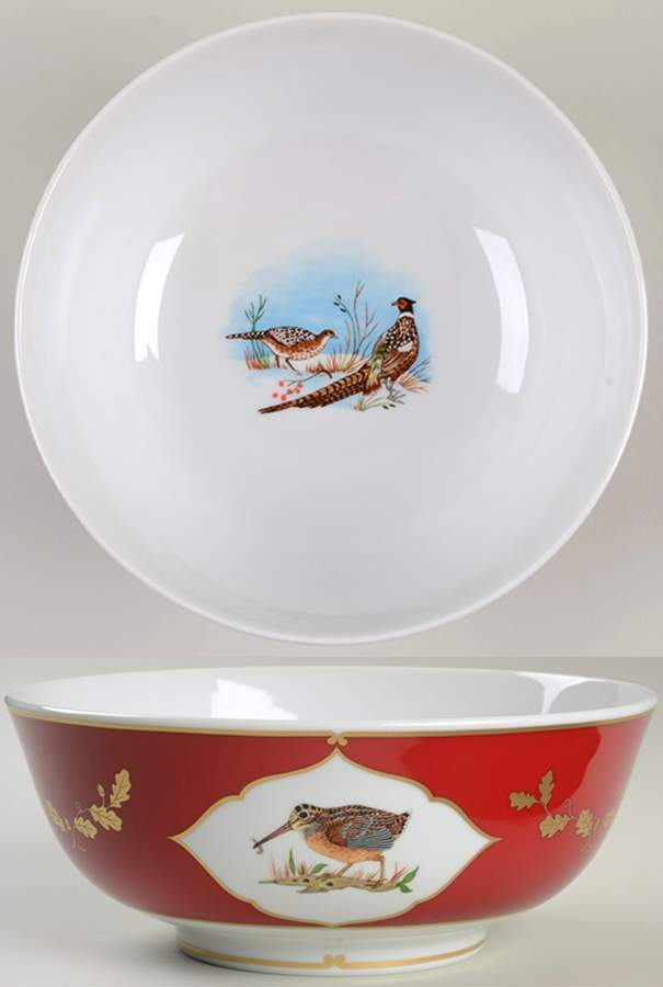 Winter Game Birds Red 9" Salad Serving Bowl by Lynn Chase-1