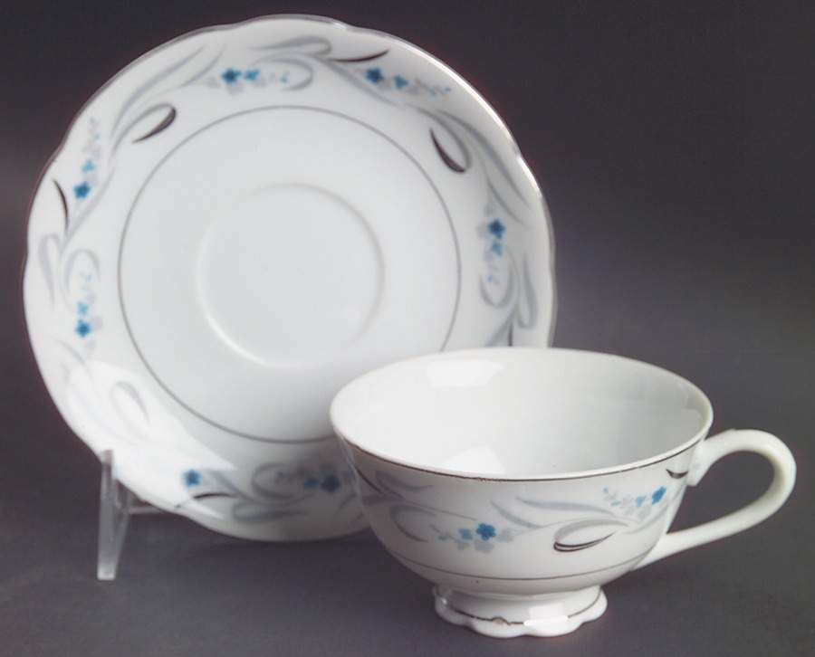 Seabreeze Footed Cup & Saucer Set by Crescent (Japan)-1