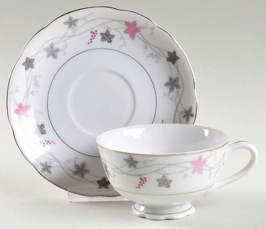 Twilight Footed Cup & Saucer Set by Crescent (Japan)-1