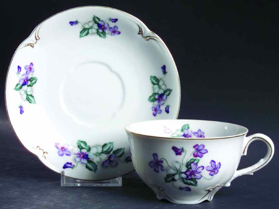 Viola Flat Cup & Saucer Set by Crescent (Japan)-1