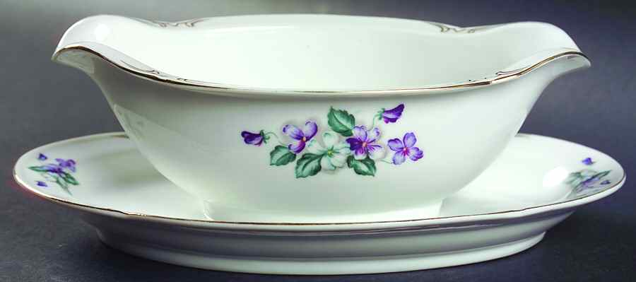 Viola Gravy Boat with Attached Underplate by Crescent (Japan)-1