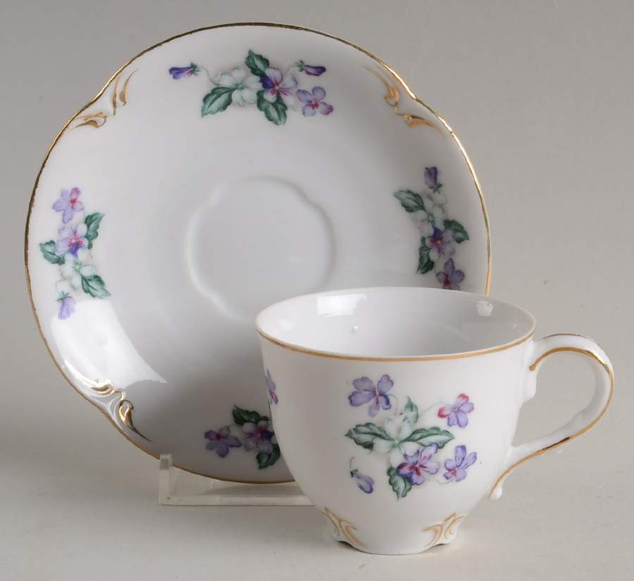 Viola Flat Demitasse Cup & Saucer Set by Crescent (Japan)-1