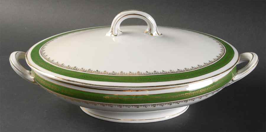 21170 Green (Altwasser) Oval Covered Vegetable by Carl Tielsch-1