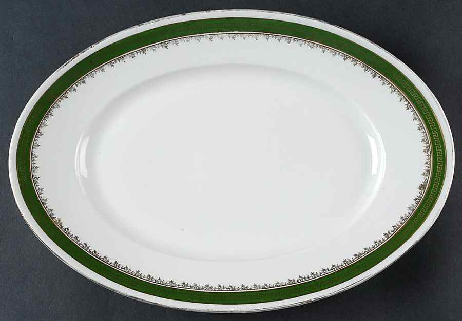 21170 Green (Altwasser) 12" Oval Serving Platter by Carl Tielsch-1