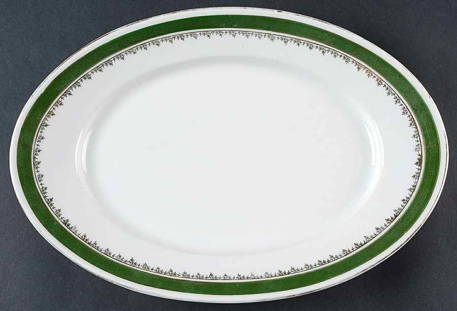 21170 Green (Altwasser) 11" Oval Serving Platter by Carl Tielsch-1