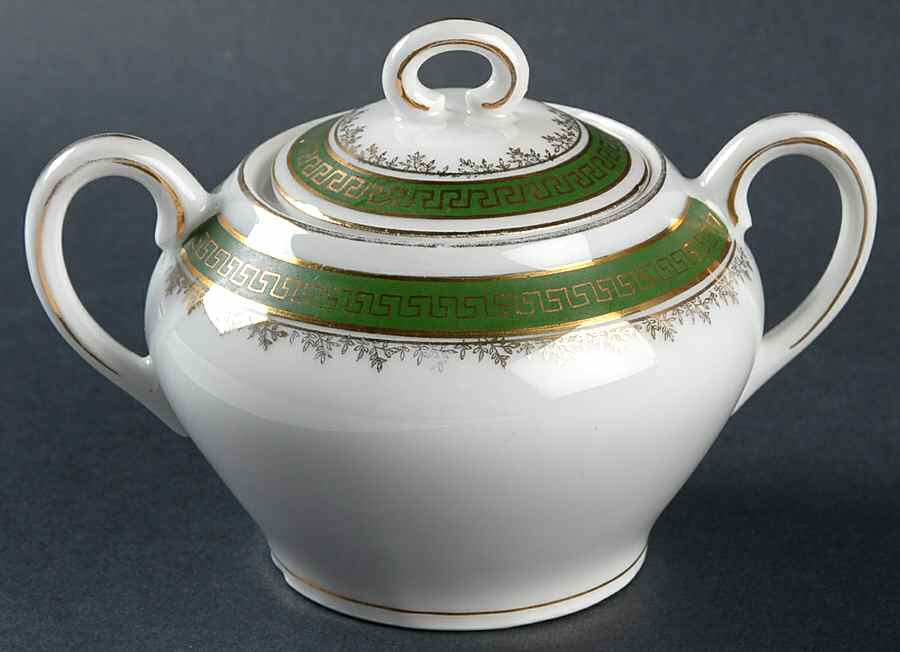 21170 Green (Altwasser) Mini Sugar Bowl & Lid by Carl Tielsch-1