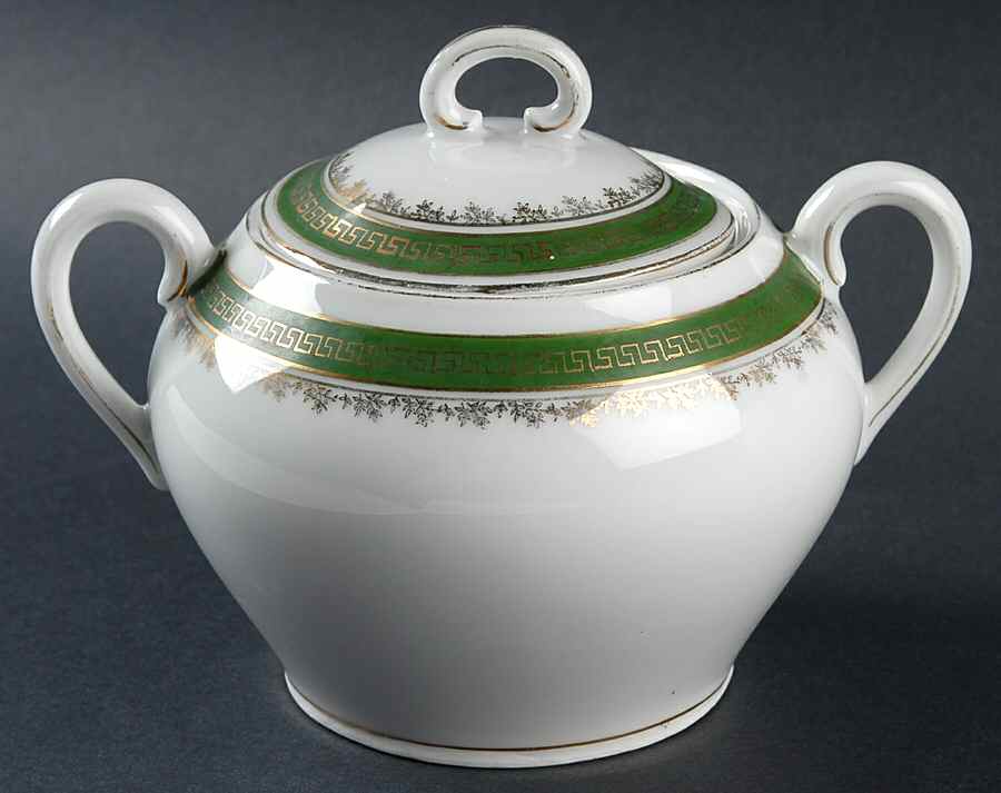 21170 Green (Altwasser) Sugar Bowl & Lid by Carl Tielsch-1