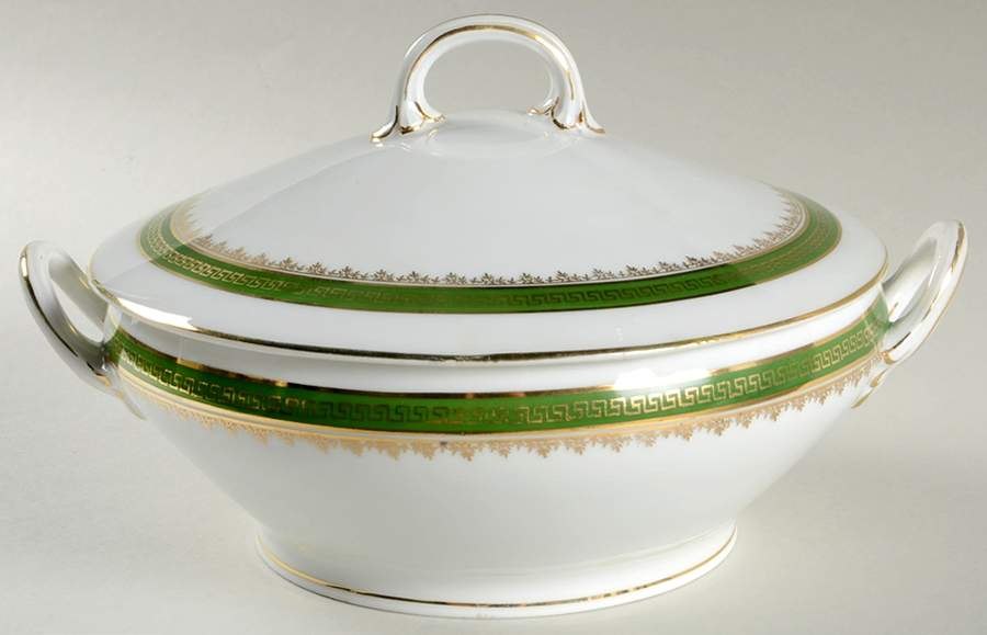 21170 Green (Altwasser) Round Covered Vegetable by Carl Tielsch-1