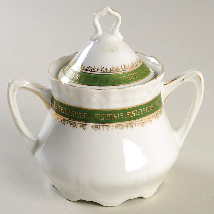 21170 Green (Altwasser) Sugar Bowl & Lid by Carl Tielsch-1