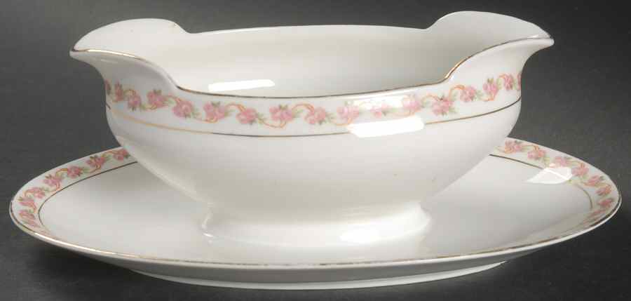 Princess (Altwasser) Gravy Boat with Attached Underplate by Carl Tielsch-1