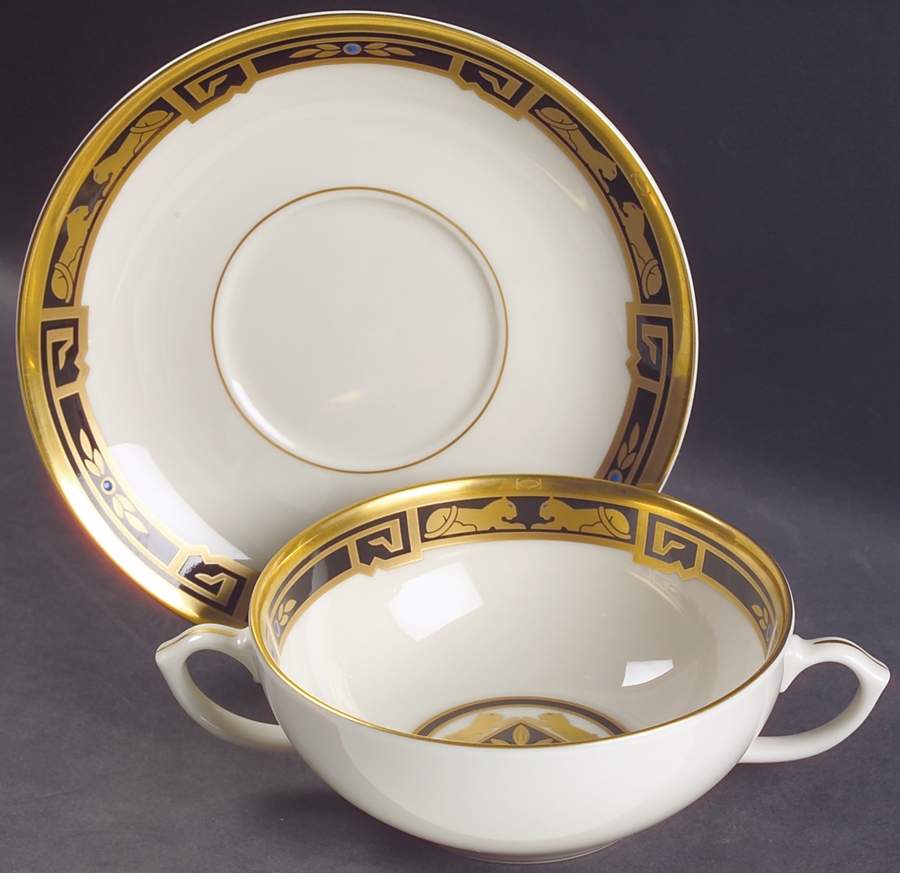 La Maison De L'Art Deco Flat Cream Soup Bowl & Saucer Set by Cartier-1