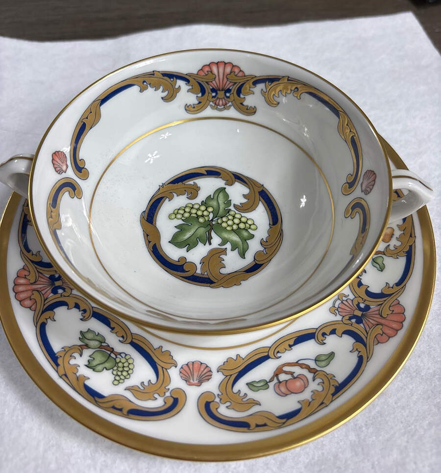 La Maison Du Prince Flat Cream Soup Bowl & Saucer Set by Cartier-1