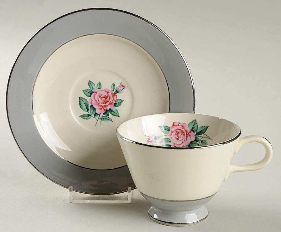 Brittany Rose Grey Footed Cup & Saucer Set by Correct Table Serv-1