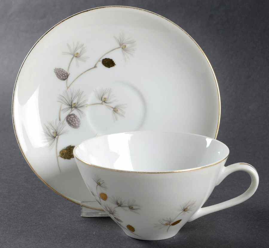 Golden Pine Flat Cup & Saucer Set by Correct Table Serv-1