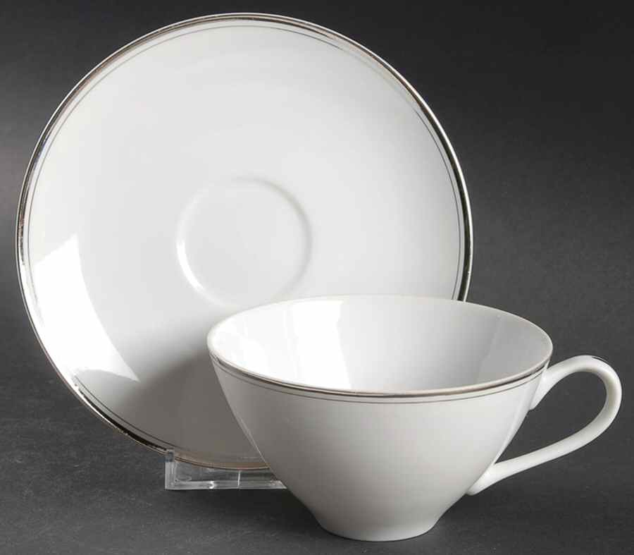Platinum Wedding Band Flat Cup & Saucer Set by Correct Table Serv-1