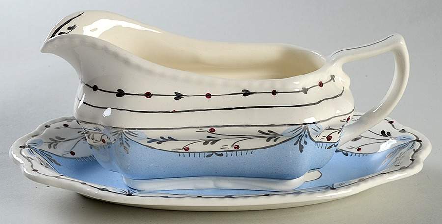 Ruskin (Blue) Gravy Boat & Underplate by Cumbow-1