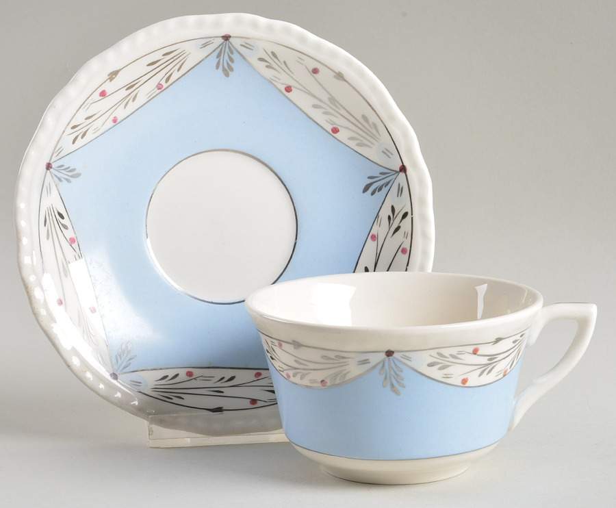 Ruskin (Blue) Flat Cup & Saucer Set by Cumbow-1
