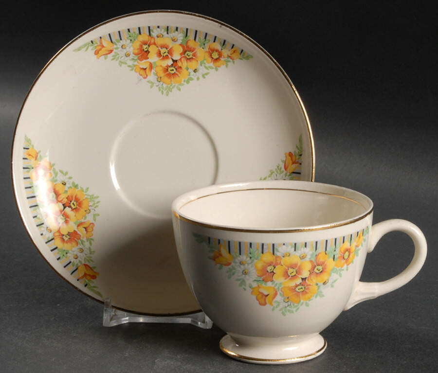 Acacia Footed Cup & Saucer Set by Cunningham & Pickett-1