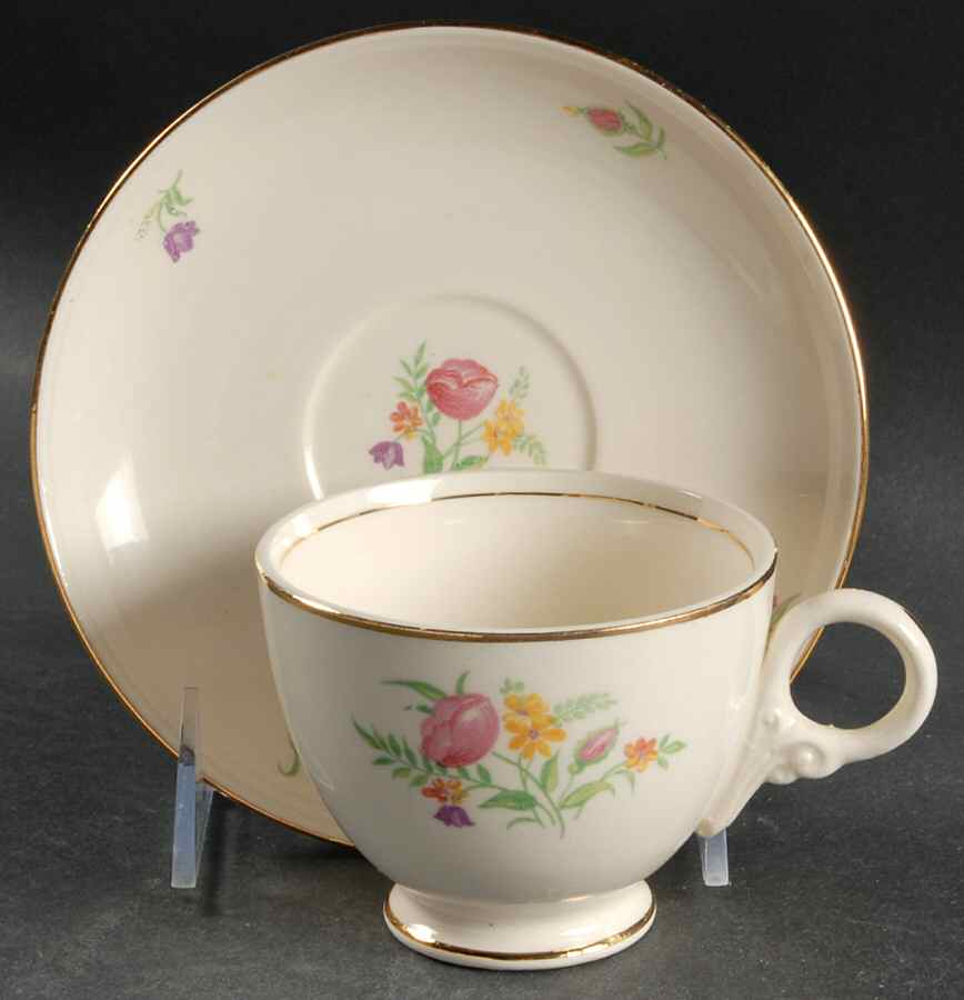 Chintz Footed Cup & Saucer Set by Cunningham & Pickett-1